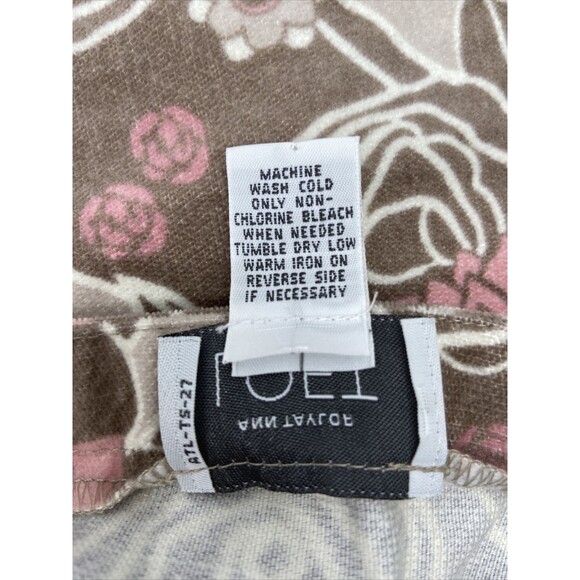 Ann Taylor Loft Sz 12 Skirt Cotton Velour Pink Tan Floral Pockets Short Print - Picture 8 of 9